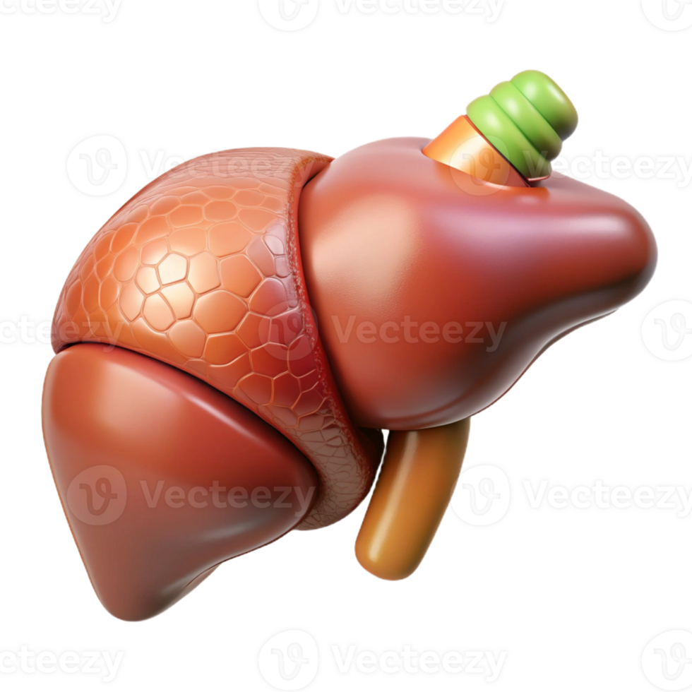 calm sumptuous Ultra-detailed, isolated cutout, biomechanical liver with enhanced detoxification capabilities with Transparent Background exclusive png