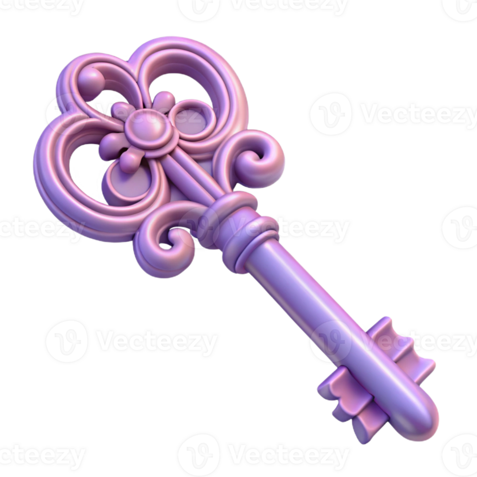 enchanting retro A single, intricate key, with elaborate carvings with Transparent Background handcrafted png