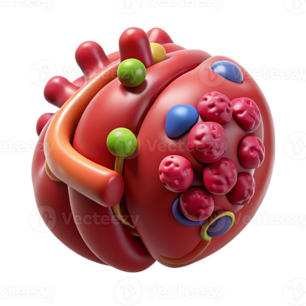 memorable nordic Concept art style, professional render, biomechanical spleen with enhanced immune response, isolated cutout with Transparent Background flawless png