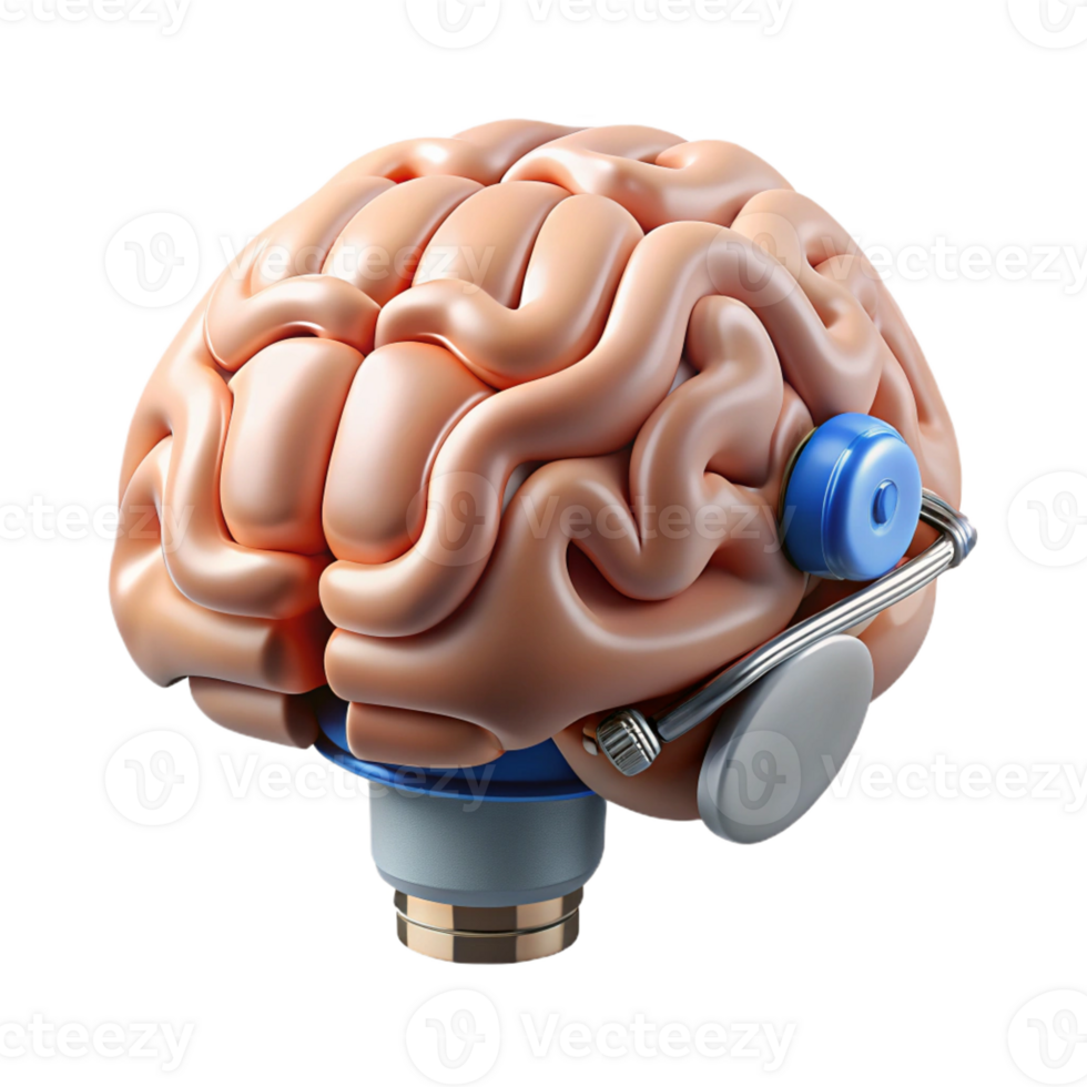radiant iconic Ultra-detailed, isolated cutout, biomechanical brain implant with enhanced cognitive functions with Transparent Background png