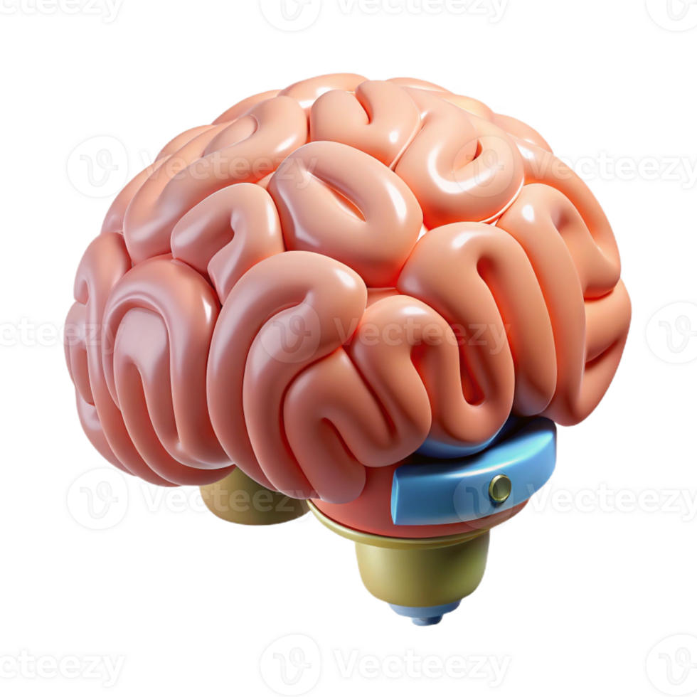 immaculate playful retro Ultra-detailed, isolated cutout, biomechanical brain implant with enhanced cognitive functions with Transparent Background refined png