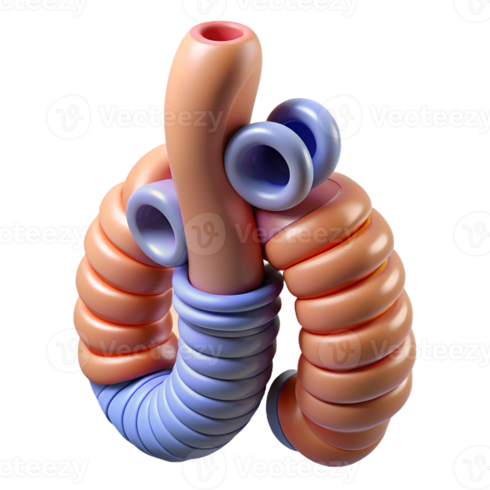elegant notable Hyper-specific, photorealistic render of a biomechanical artificial trachea, isolated cutout with Transparent Background png