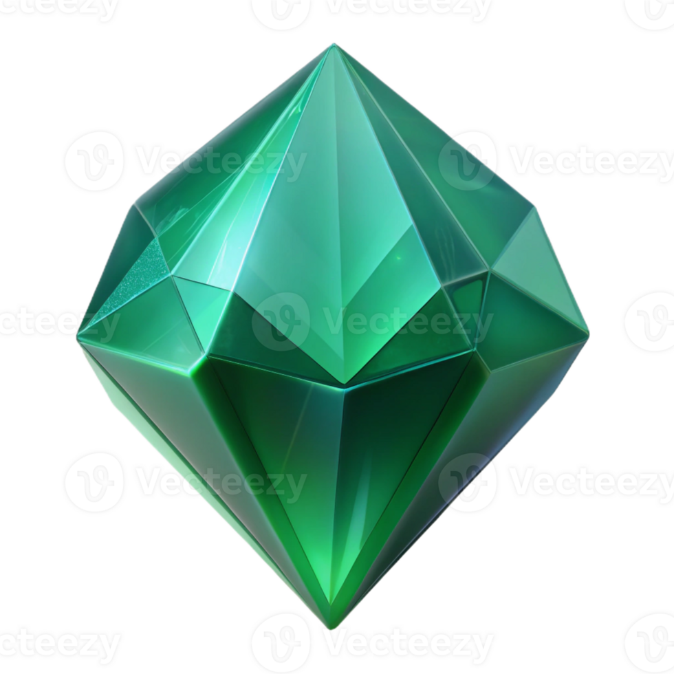 bold beautiful Professional render, ultra-detailed, isolated cutout of a single, raw emerald crystal with Transparent Background gallery standard png