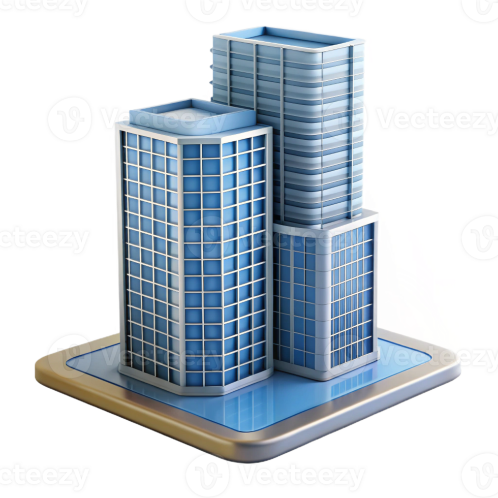 exemplary industrial Modern skyscraper architectural model, with Transparent Background refined png