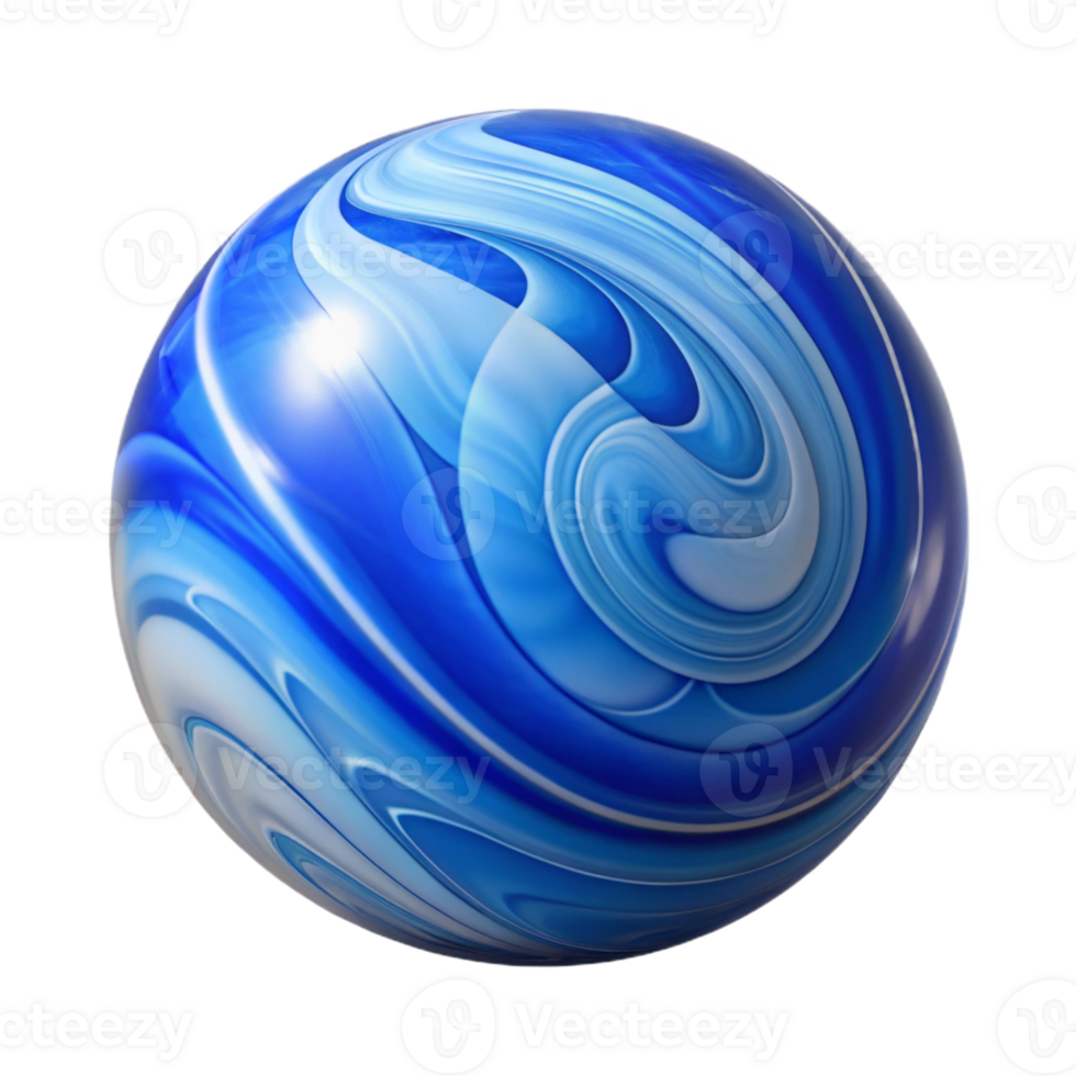 hypnotic iconic Professional render, isolated cutout of a single glass marble, blue swirl pattern, photorealistic, ultra-detailed with Transparent Background png