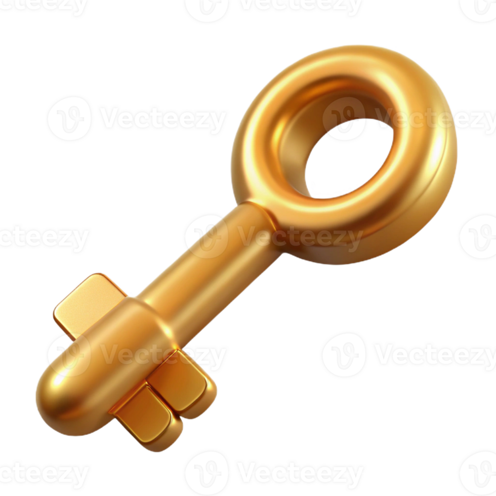 distinctive traditional Concept art style, isolated cutout of a single brass key, hyper-specific, ultra-detailed with Transparent Background high resolution png