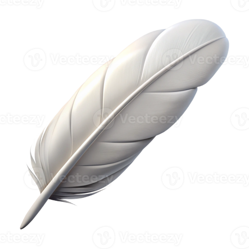 harmonious sumptuous Isolated cutout of a single white feather, hyper-specific, photorealistic, concept art style with Transparent Background luxury png