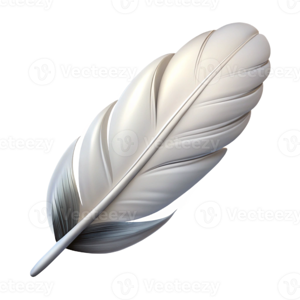 notable futuristic Isolated cutout of a single white feather, hyper-specific, photorealistic, concept art style with Transparent Background elite png