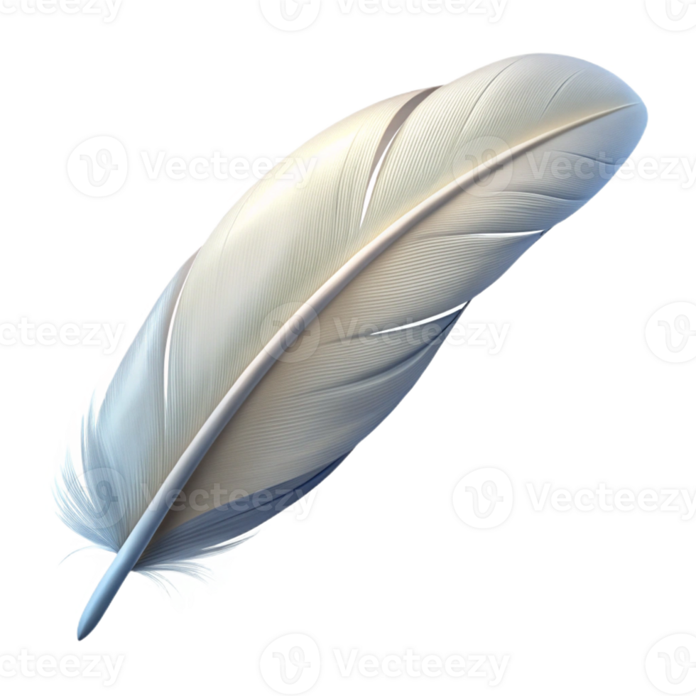 intense breathtaking Isolated cutout of a single white feather, hyper-specific, photorealistic, concept art style with Transparent Background studio quality png