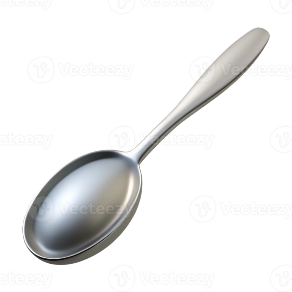 calm striking Isolated cutout of a single silver teaspoon, professional render, hyper-specific with Transparent Background elite png