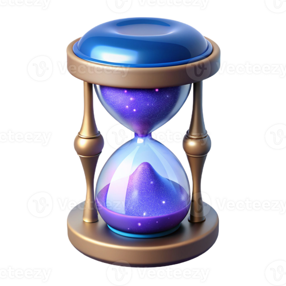 beautiful distinctive Hyper-specific, isolated cutout of a celestial hourglass filled with stardust, professional render, concept art style with Transparent Background png