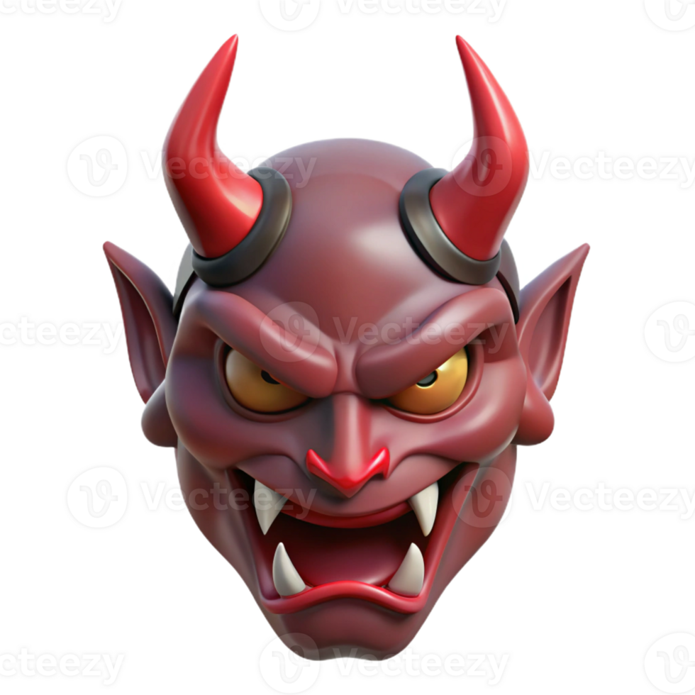 striking coveted Concept art style, isolated cutout of a single, stylized, demonic mask with Transparent Background png