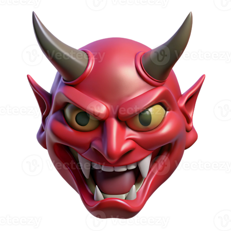 radiant celebrated Concept art style, isolated cutout of a single, stylized, demonic mask with Transparent Background png