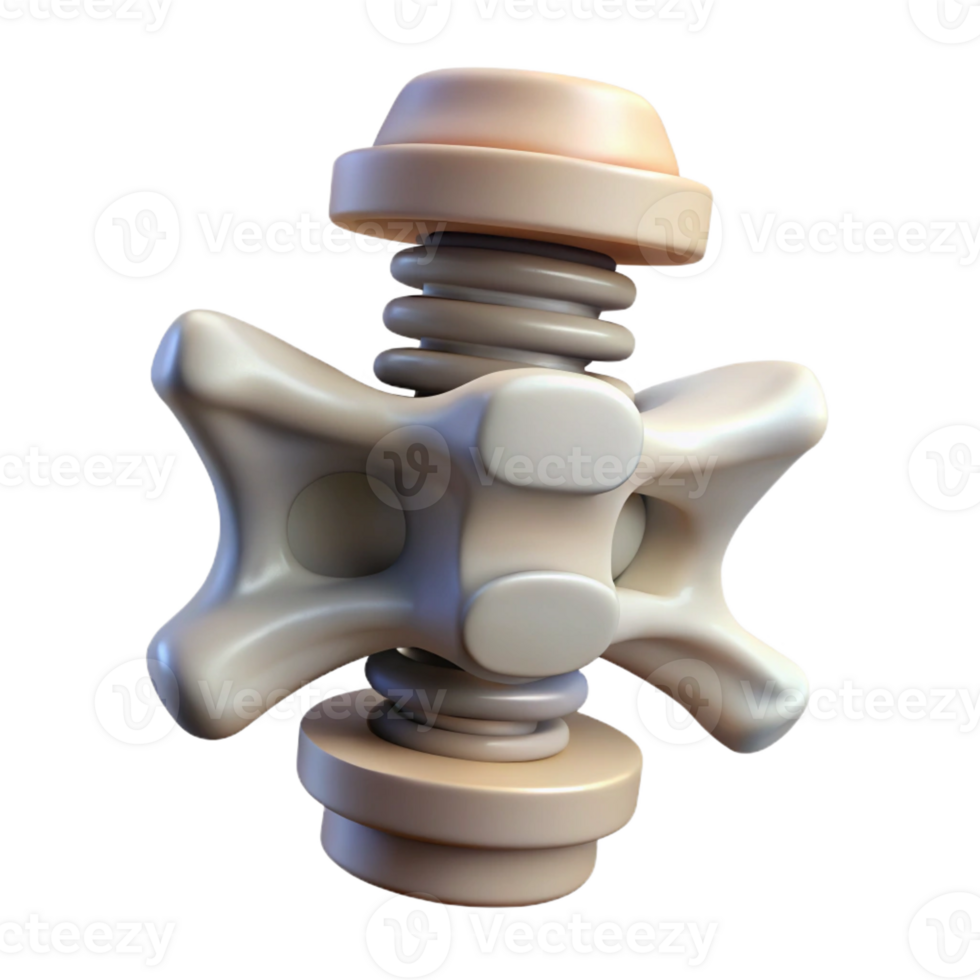 exquisite coastal Photorealistic, ultra-detailed render of a single biomechanical vertebra with shock absorbers, isolated cutout with Transparent Background fine detail png