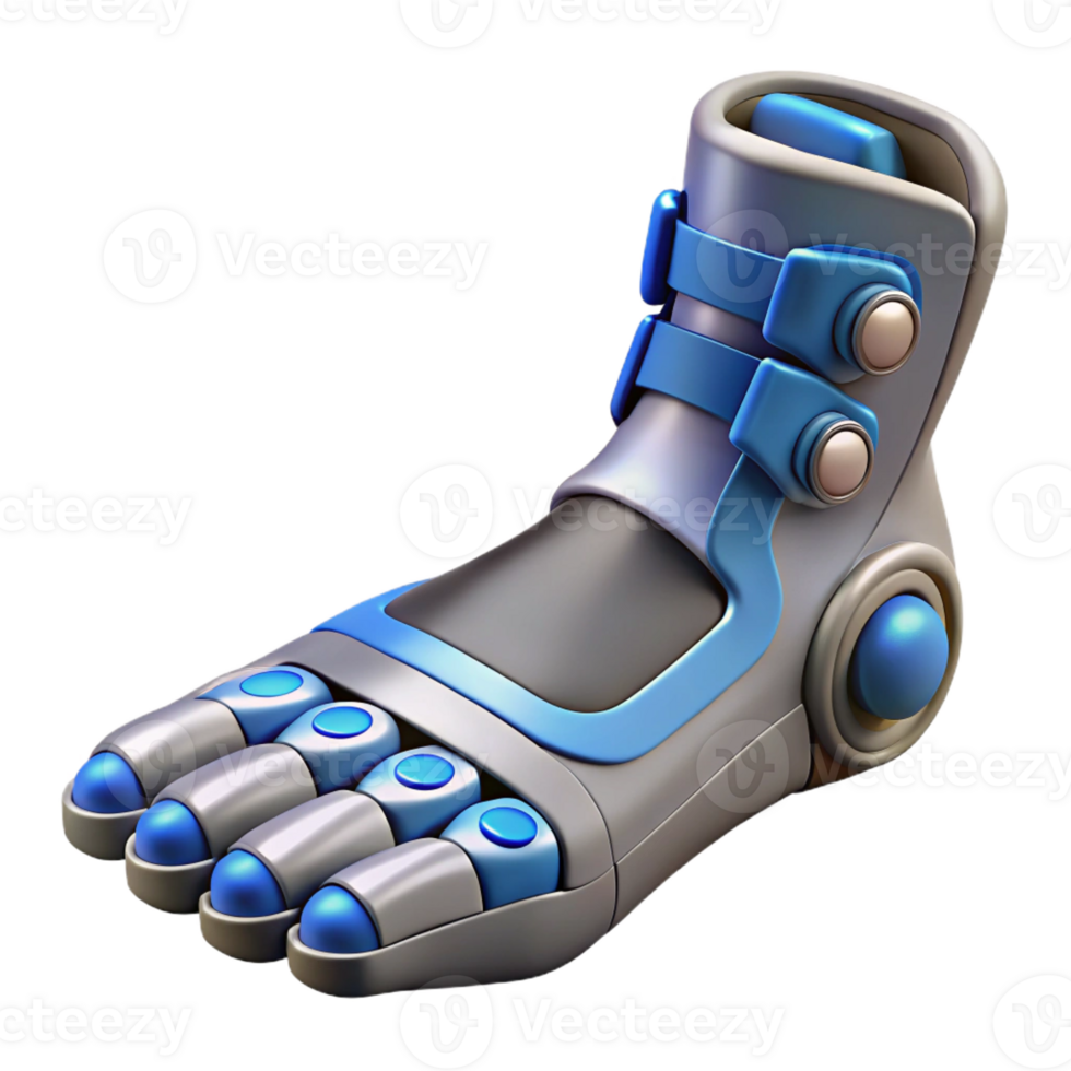 exemplary mid-century Professional render, ultra-detailed, photorealistic biomechanical foot with enhanced gripping pads with Transparent Background 8K png