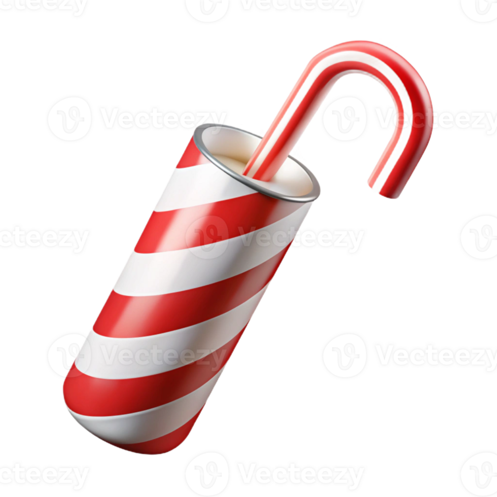 fascinating surreal Photorealistic, hyper-specific, isolated cutout, single drinking straw, red and white striped with Transparent Background ultra HD png