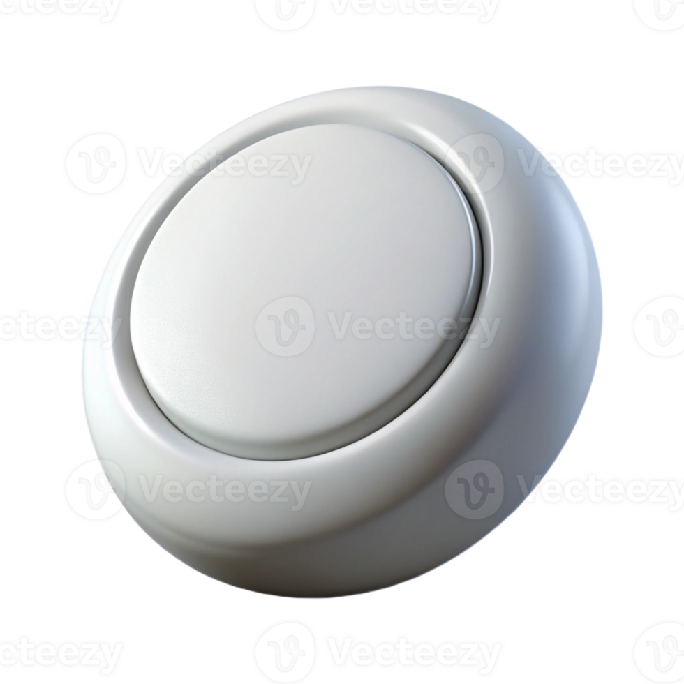 beautiful dreamy industrial Isolated cutout, professional render, ultra-detailed, single button, round, white with Transparent Background top-tier png