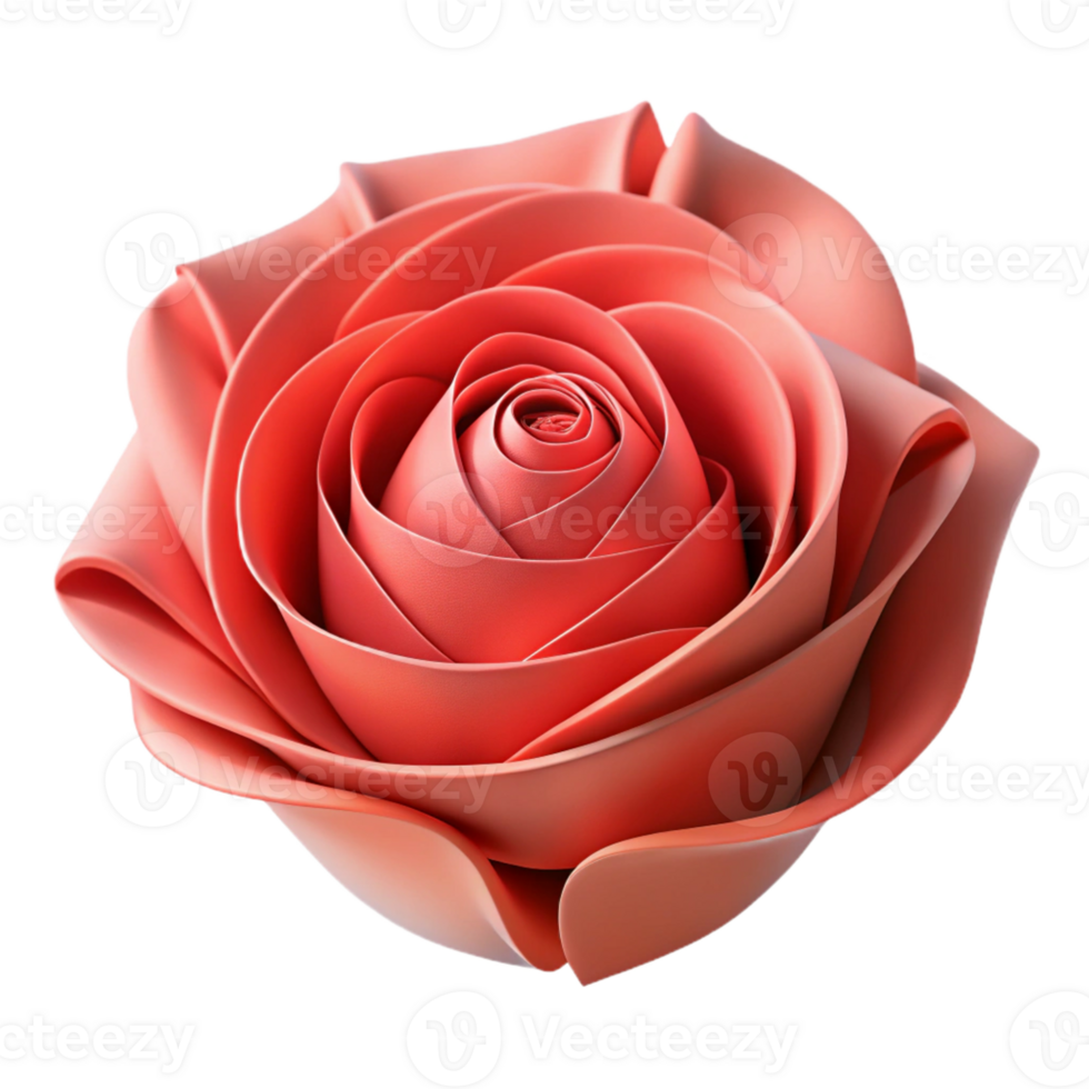 extraordinary minimalist A single, blooming rose made of folded paper with Transparent Background authentic png