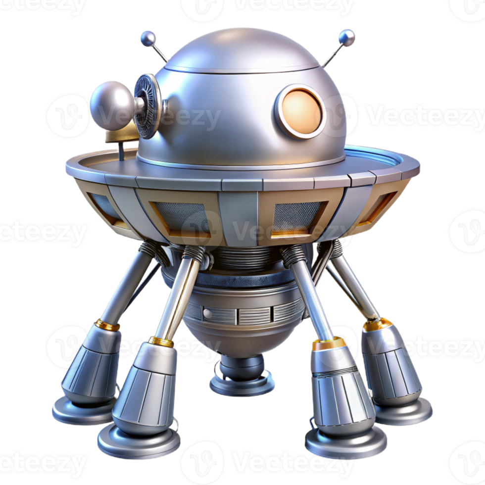 coveted geometric Ultra-detailed, isolated cutout of a single, robotic space probe, hyper-specific mechanical details, concept art style with Transparent Background sharp png