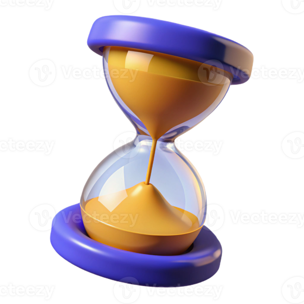 glorious memorable Hyper-specific professional render of an isolated, floating, hourglass filled with glowing sand Isolated cutout with Transparent Background png