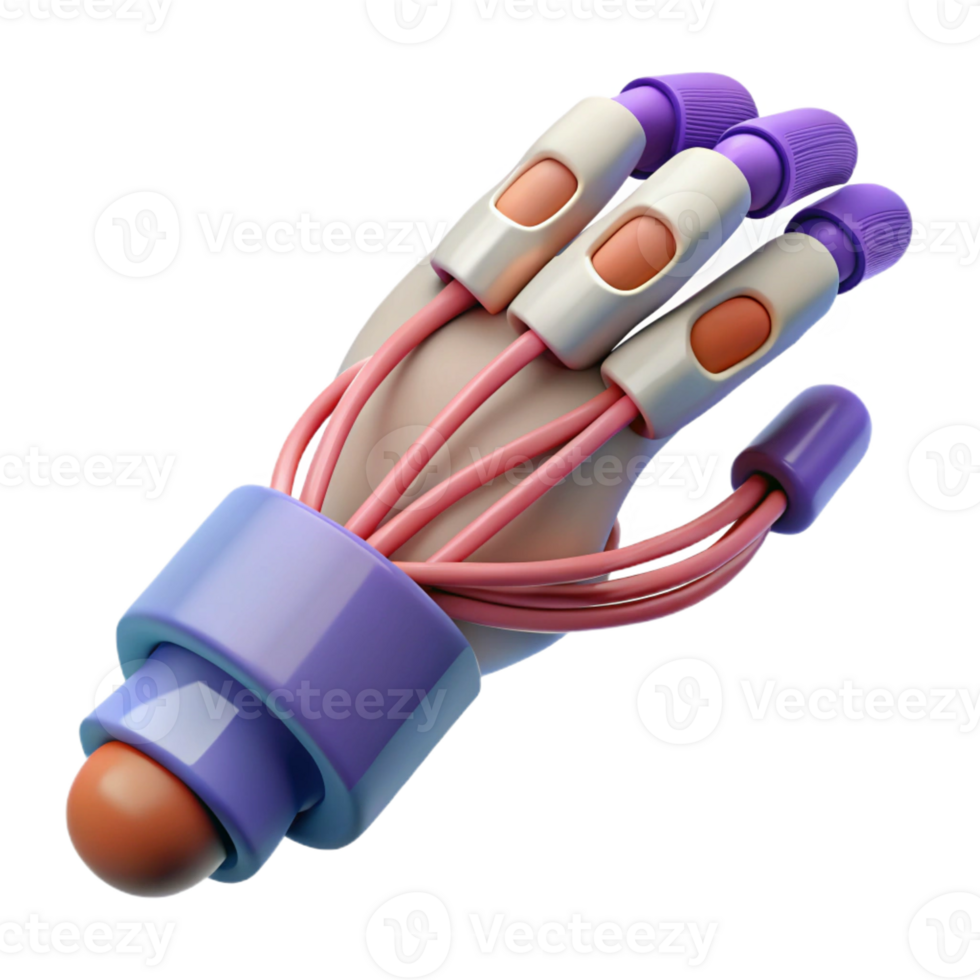 elegant celebrated Isolated cutout, concept art style, hyper-specific visualization of a biomechanical wrist joint with flexible cables with Transparent Background png