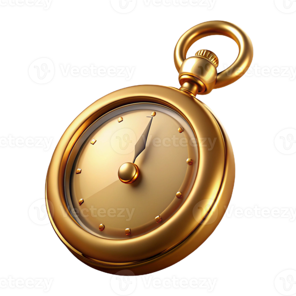 impressive distinguished Antique pocket watch, gold, with Transparent Background png