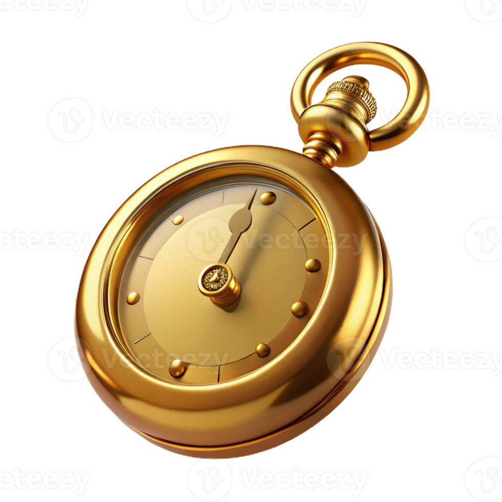 mesmerizing nordic Antique pocket watch, gold, with Transparent Background crisp png