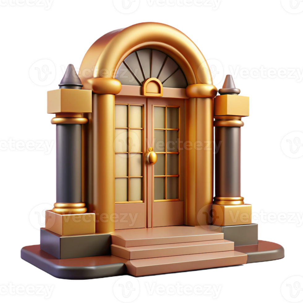 elegant whimsical nordic Art Deco building entrance door with Transparent Background elite png