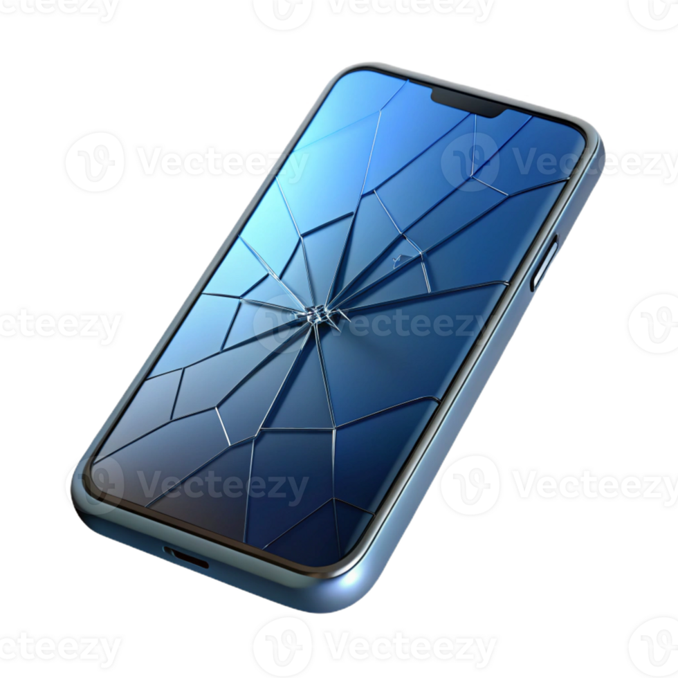 stunning harmonious artistic Smartphone, modern, cracked screen, with Transparent Background crisp png