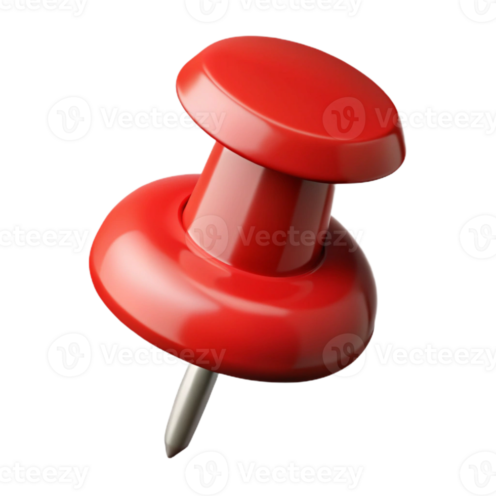 unparalleled contemporary Photorealistic, hyper-specific, isolated cutout, single push pin, red with Transparent Background studio quality png