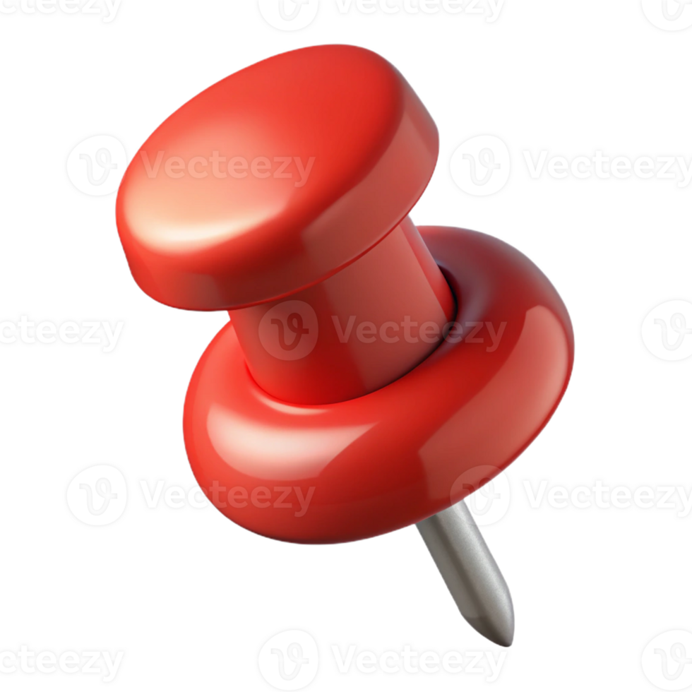 fascinating playful elegant Photorealistic, hyper-specific, isolated cutout, single push pin, red with Transparent Background flawless png