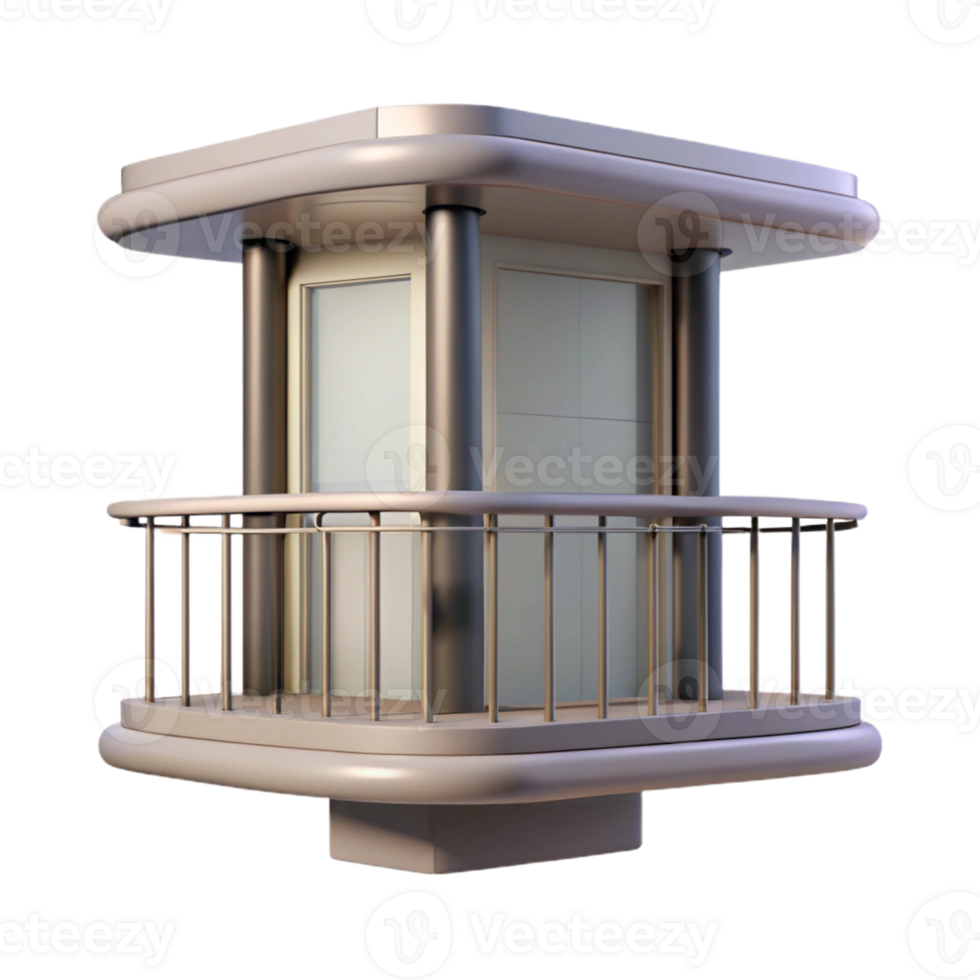 dynamic vibrant Modernist apartment building balcony railing with Transparent Background genuine png