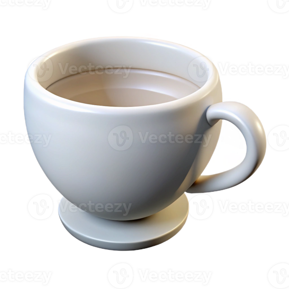 radiant bohemian Concept art style, isolated cutout of a single, pristine white ceramic teacup with Transparent Background studio quality png