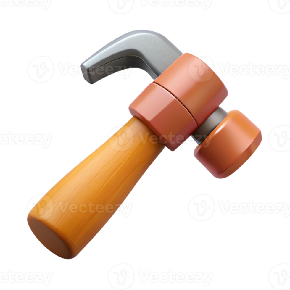 melancholic striking Hammer, claw, wooden handle, with Transparent Background 8K png