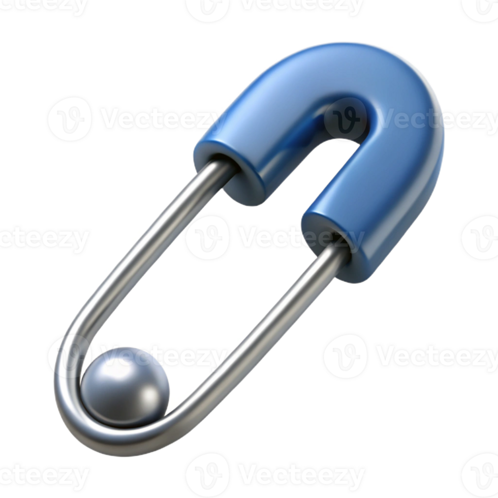 spectacular whimsical elegant Concept art style, isolated cutout of a single steel safety pin with Transparent Background refined png