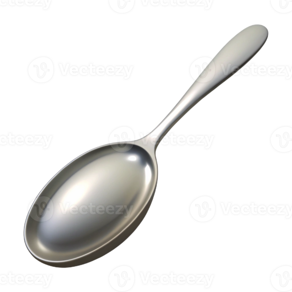 serene industrial Hyper-specific, photorealistic isolated cutout of a single polished silver spoon with Transparent Background gallery standard png