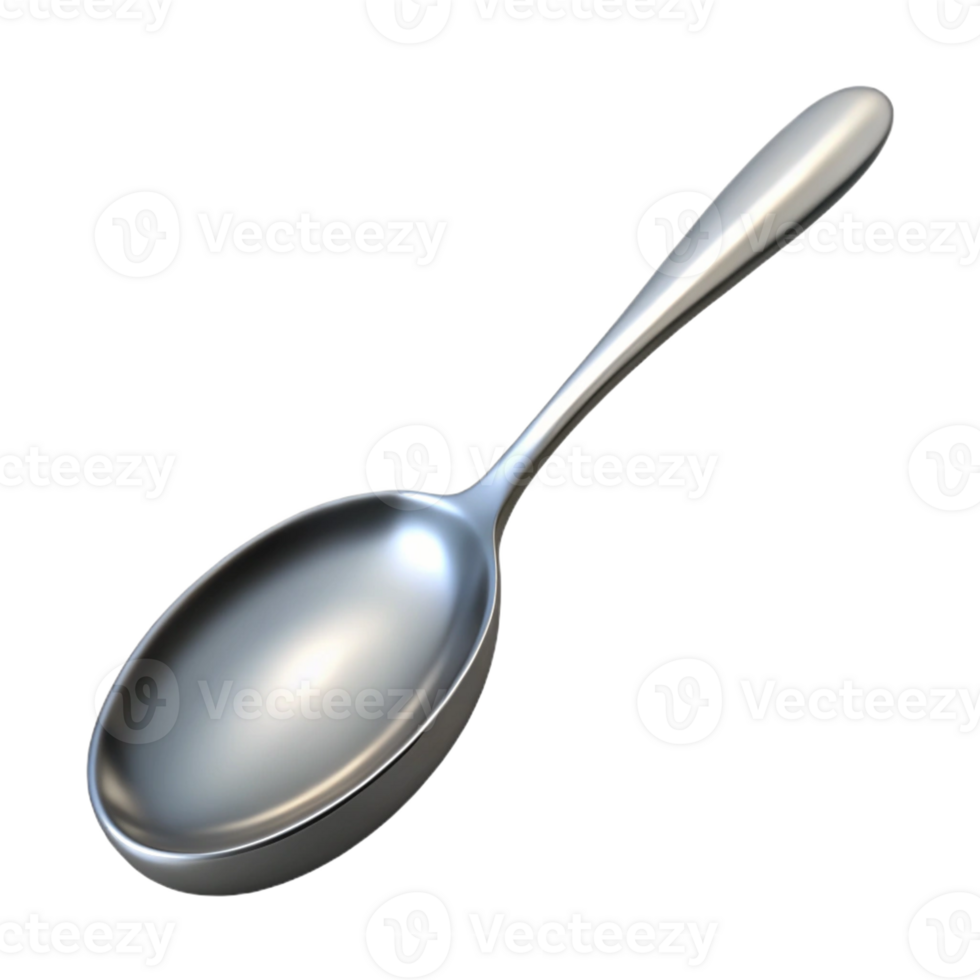 sumptuous sought-after Hyper-specific, photorealistic isolated cutout of a single polished silver spoon with Transparent Background png