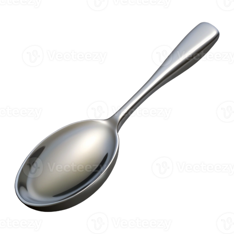 splendid bohemian Hyper-specific, photorealistic isolated cutout of a single polished silver spoon with Transparent Background top-tier png