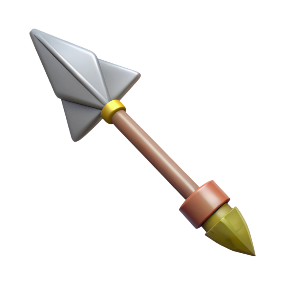 distinctive traditional Concept art style isolated cutout of a tribal arrow with fletching and a sharpened stone point with Transparent Background premium png
