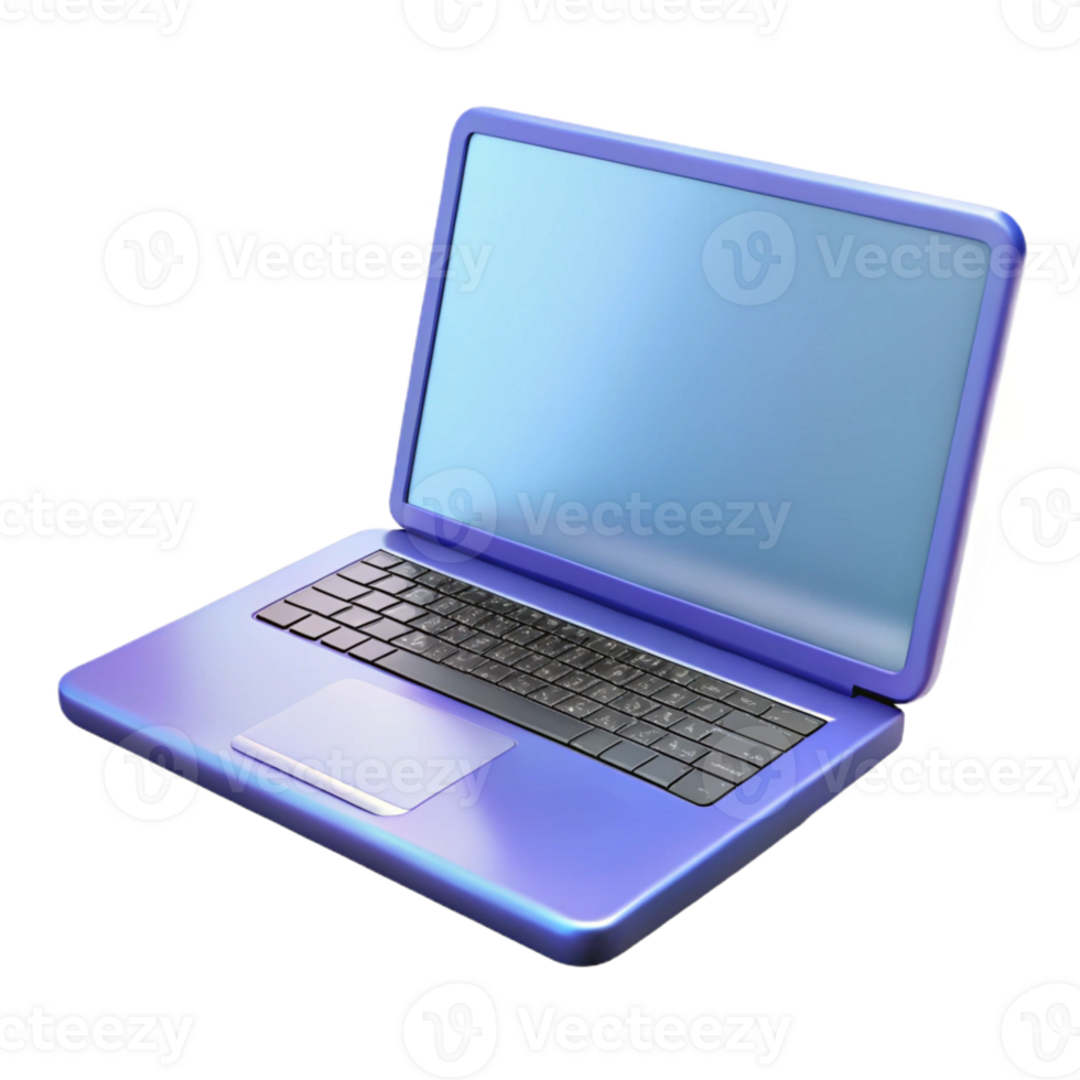 timeless coastal Laptop, open, blank screen, with Transparent Background genuine png
