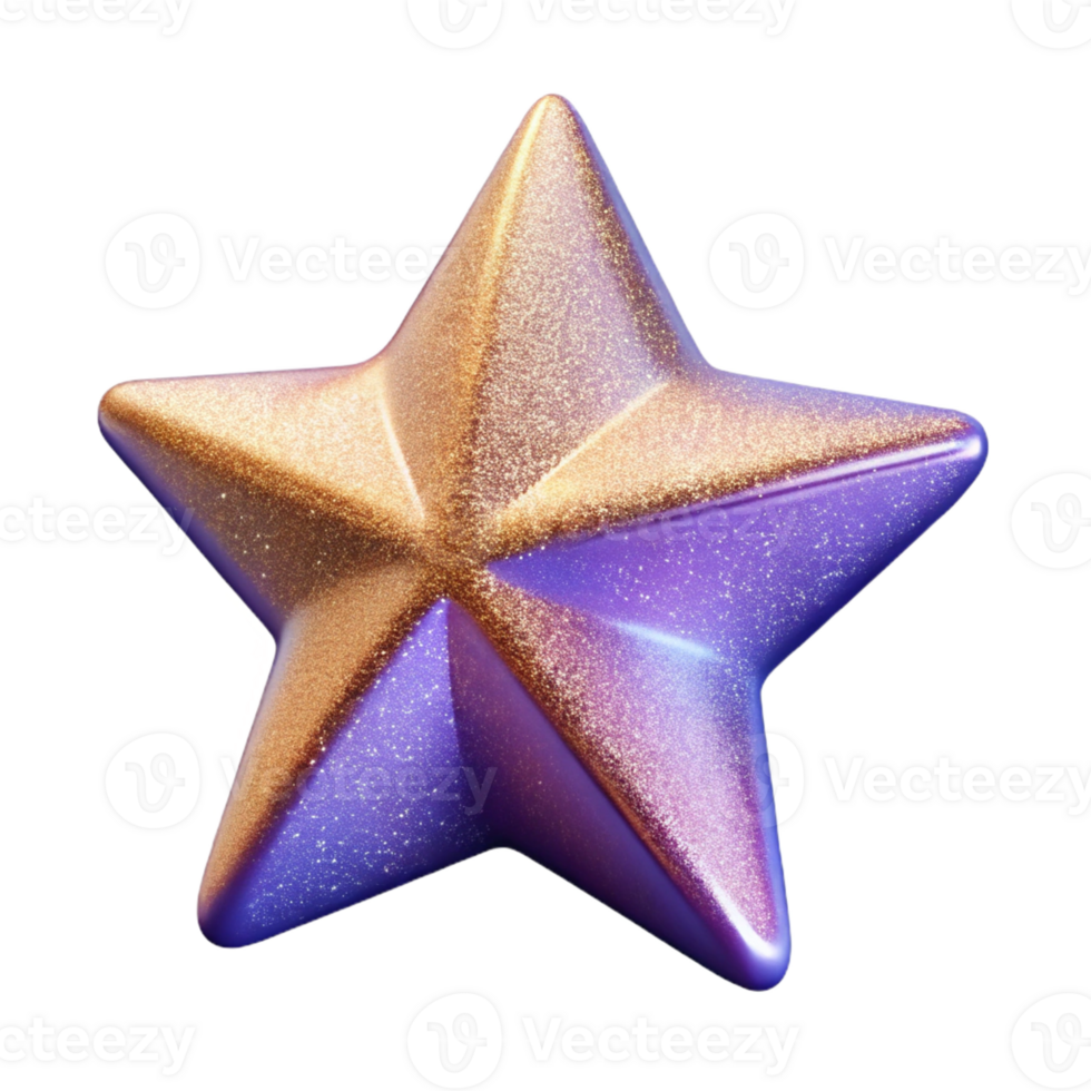 calm vibrant A single, stylized star icon made of sparkling glitter with Transparent Background top-tier png