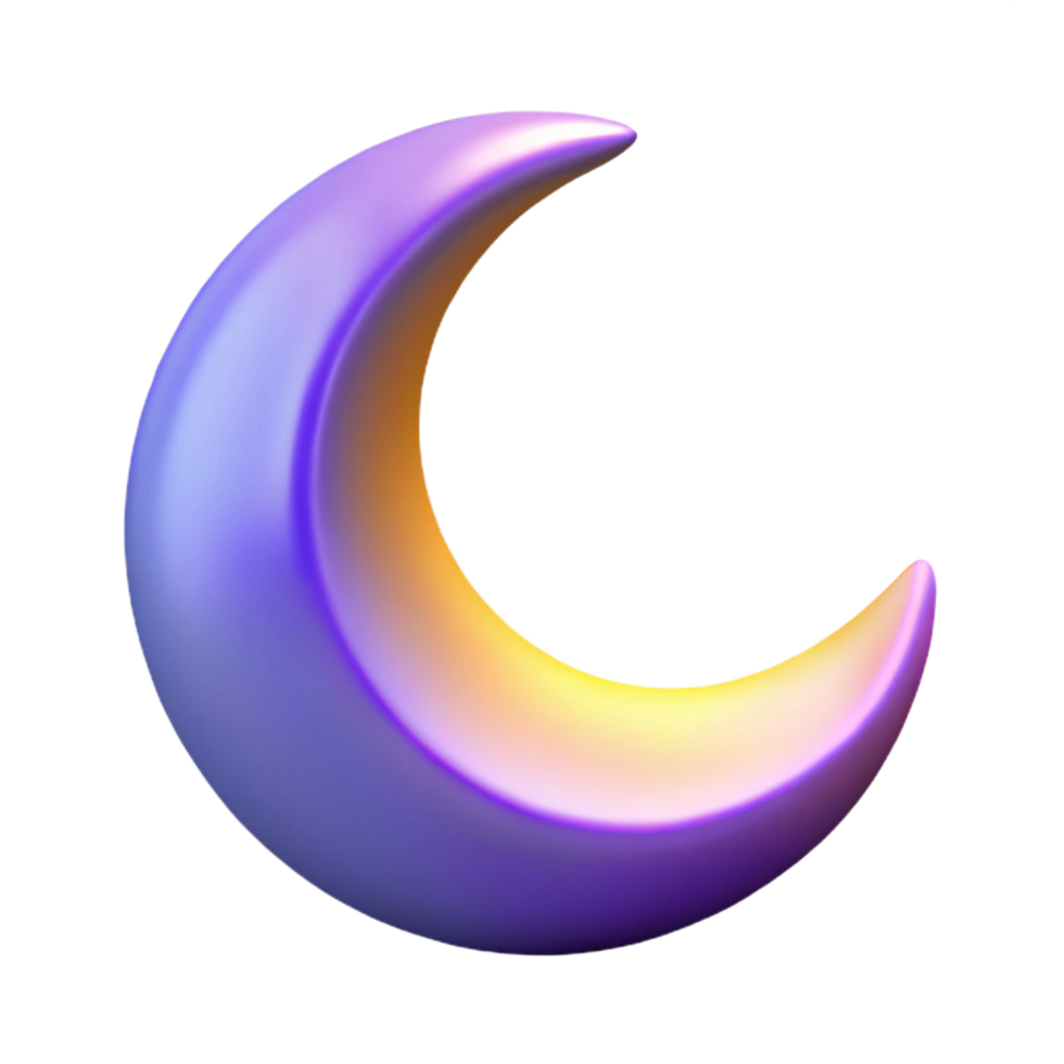 fascinating melancholic rustic A stylized crescent moon with glowing edges, with Transparent Background detailed png