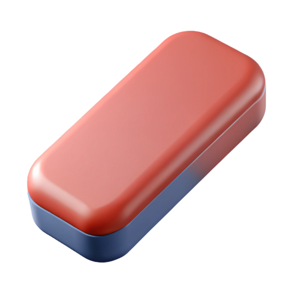 extraordinary minimalist Hyper-specific professional render of a single eraser, isolated cutout with Transparent Background premium png