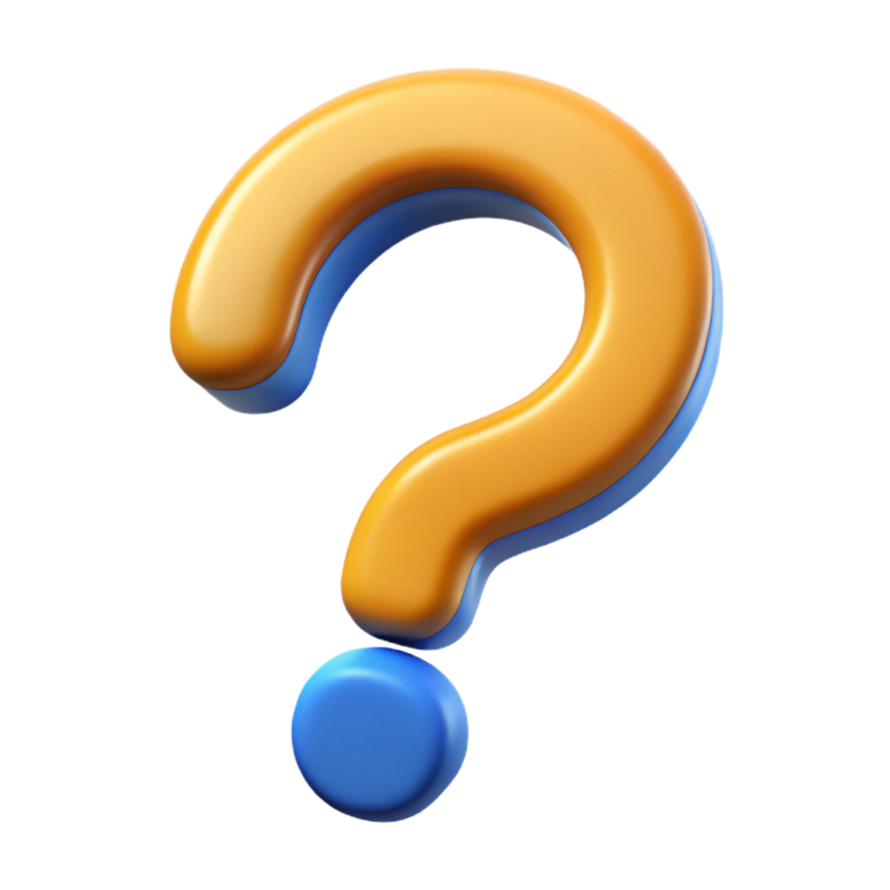 glorious whimsical surreal A single, stylized question mark icon with Transparent Background high resolution png