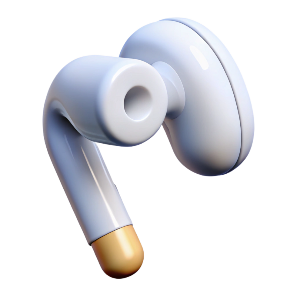 energetic captivating Concept art style, isolated cutout of a single white wireless earbud with Transparent Background genuine png