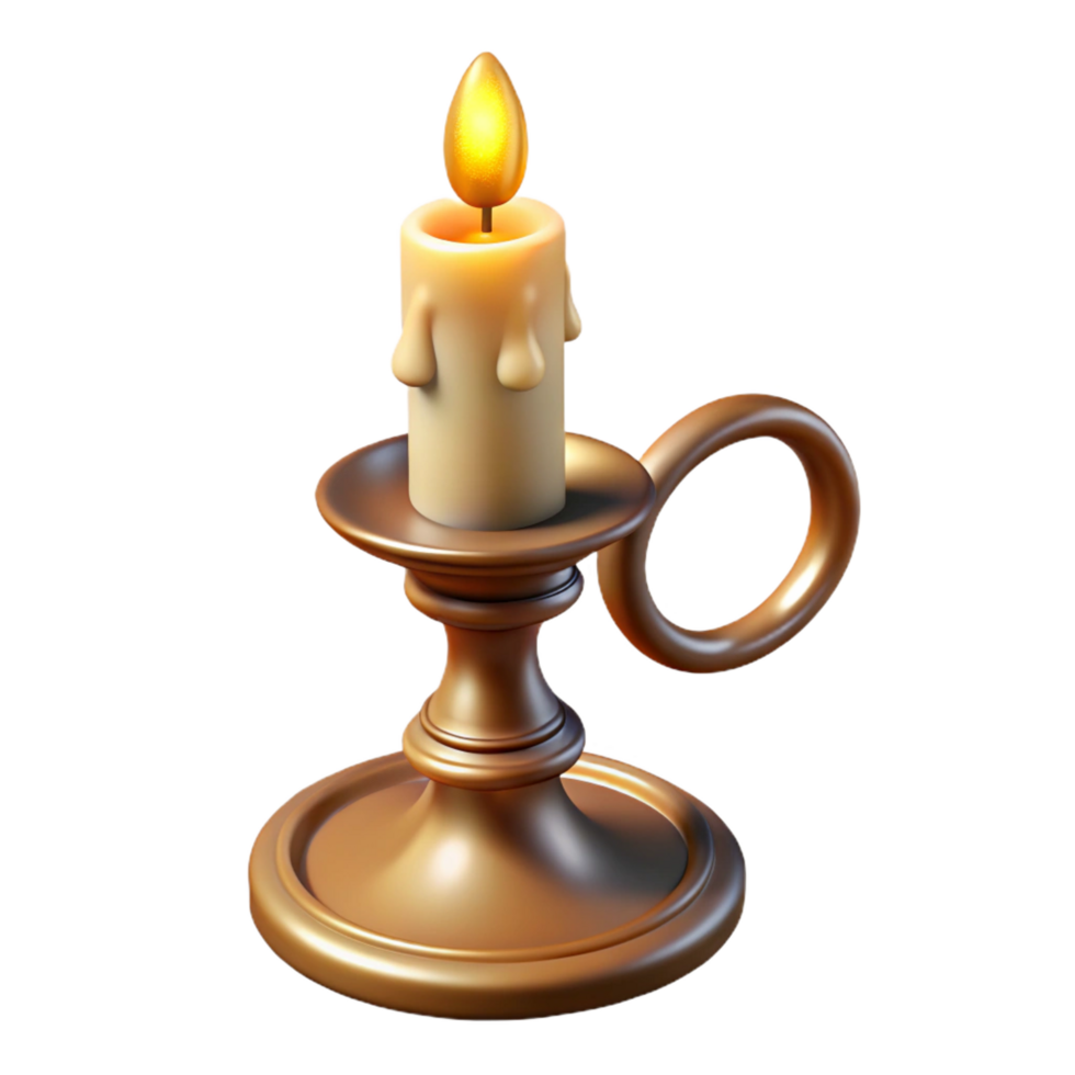 gorgeous futuristic A single, ornate candlestick, with a burning candle with Transparent Background detailed png
