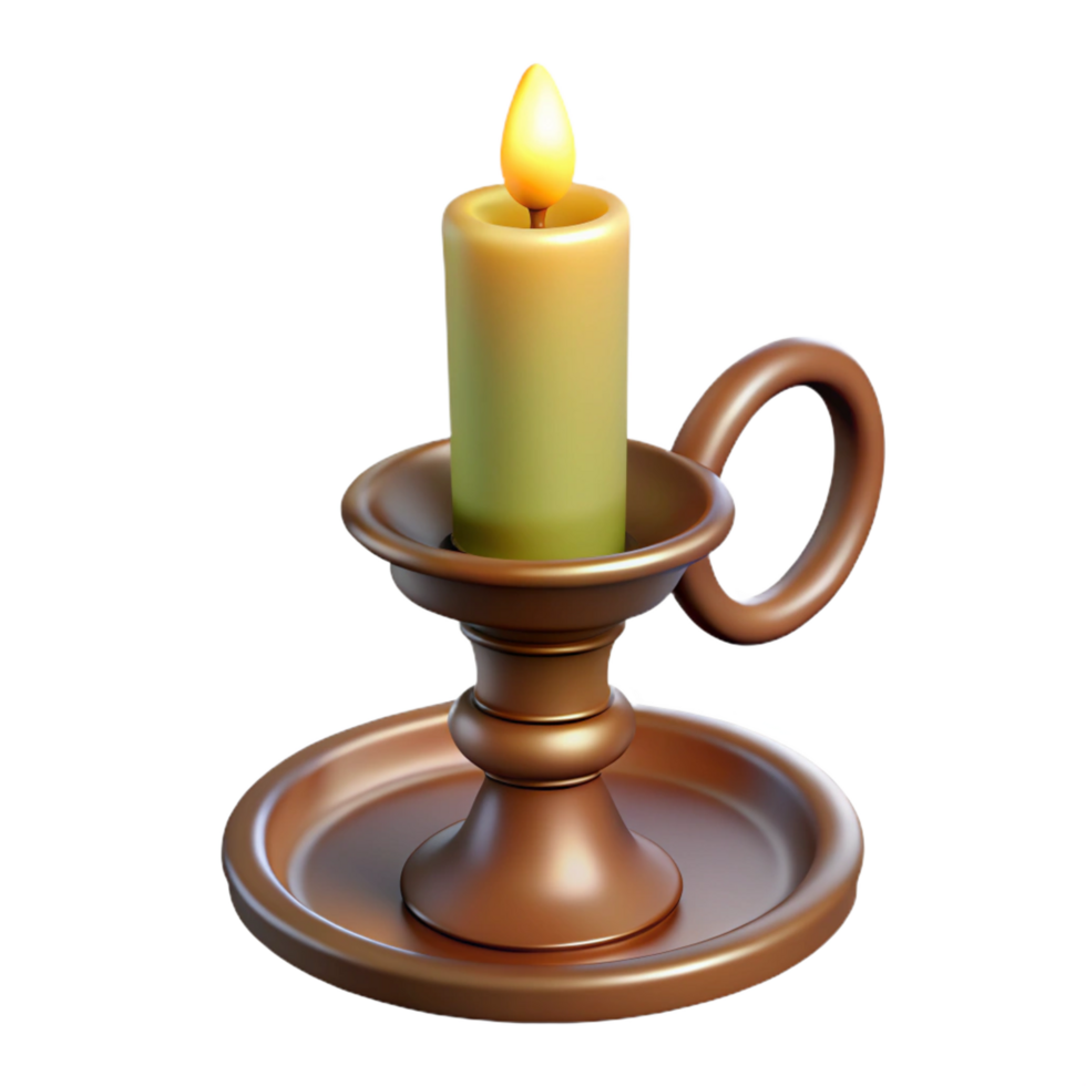 beautiful dynamic modern Photorealistic, isolated cutout of a vintage candlestick with a candle with Transparent Background sharp png