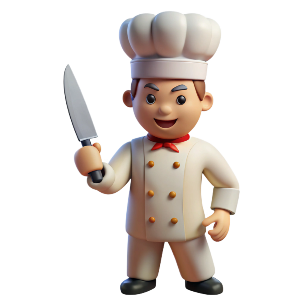 gorgeous dynamic rustic Chef with knife with Transparent Background 8K png