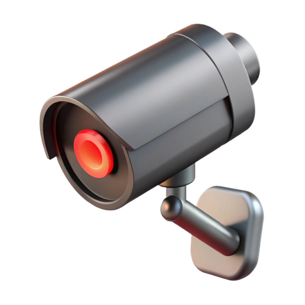 gorgeous harmonious futuristic A security camera with blinking red light with Transparent Background impeccable png