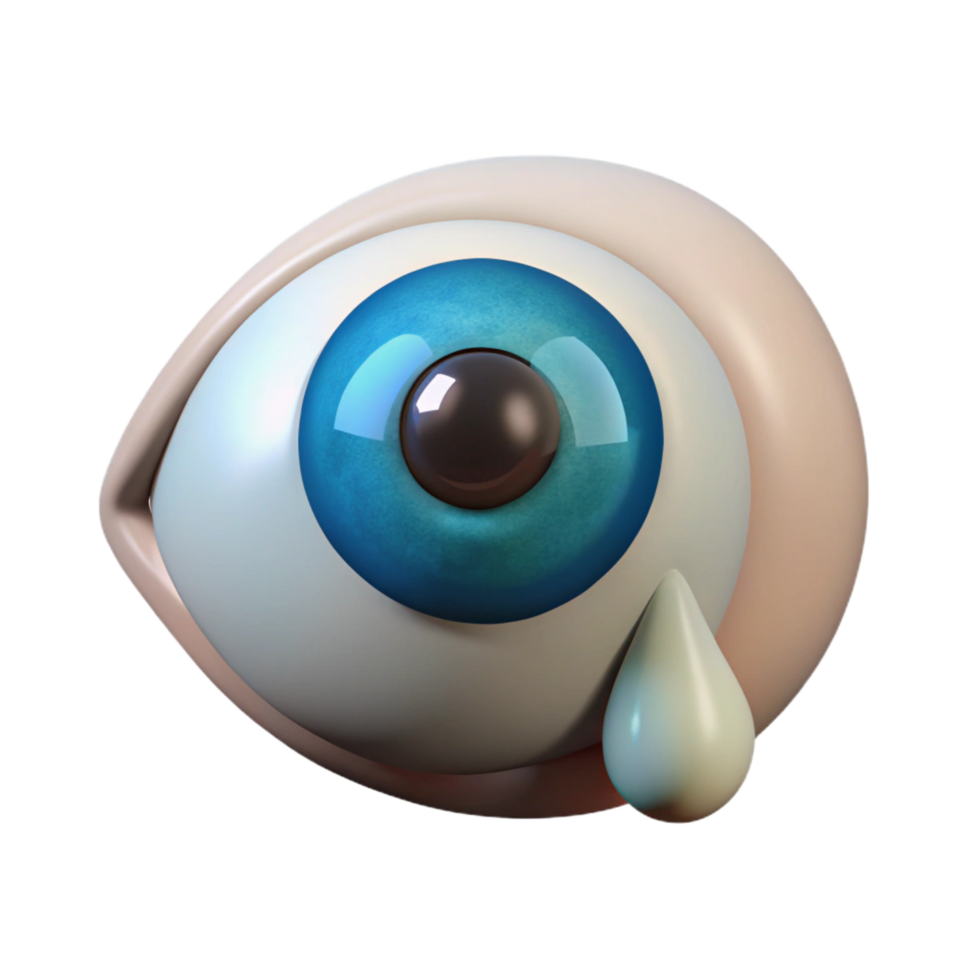 fascinating nordic Photorealistic isolated cutout of a human eye crying a single tear with Transparent Background masterfully captured png
